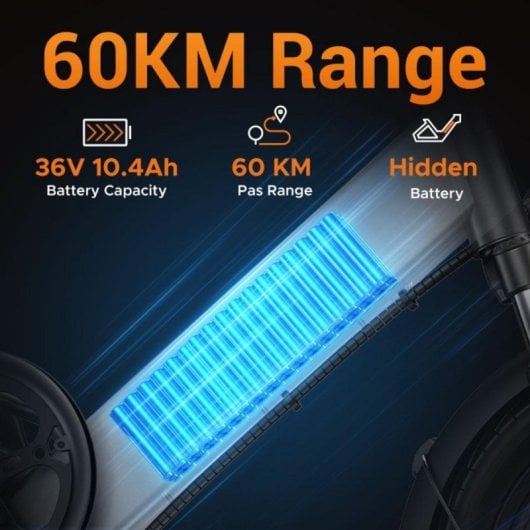 Bicicleta eléctrica HillMiles Mile 1 250W 60Km Autonomía Plegable Suspensión 7 Velocidades 14"