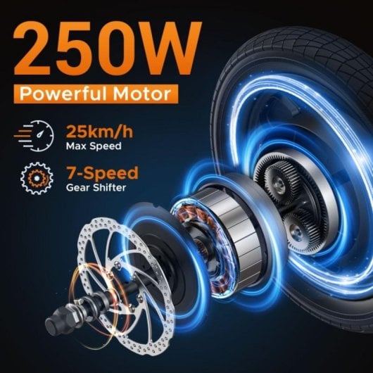 Bicicleta eléctrica HillMiles Mile 1 250W 60Km Autonomía Plegable Suspensión 7 Velocidades 14"