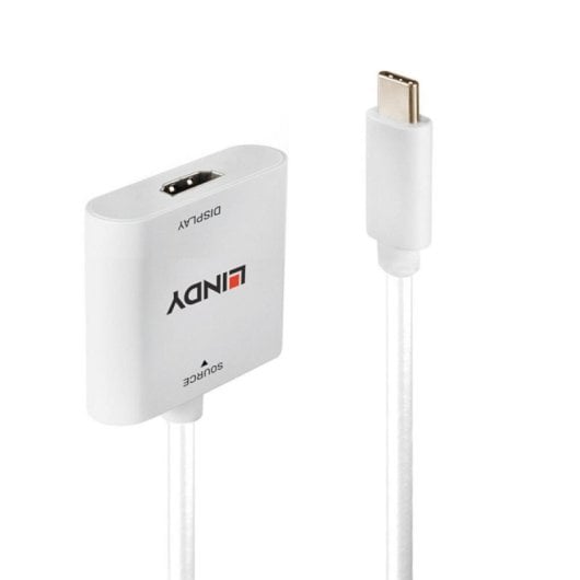 Adaptador Lindy 43339 USB Tipo C a HDMI 4K 60Hz HDR 0,1m Blanco Plug and Play