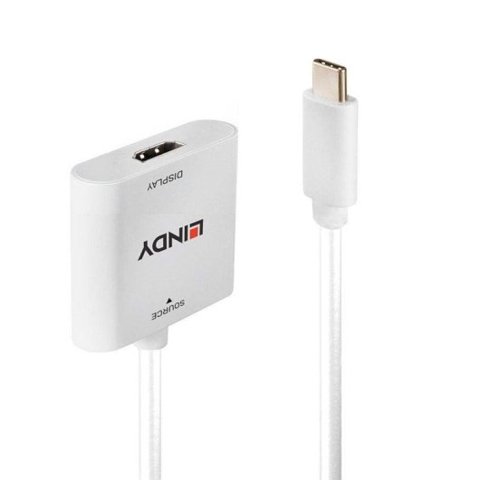Adaptador USB-C para HDMI 4K 60Hz HDR 0,1m Branco Plug and Play Lindy 43339