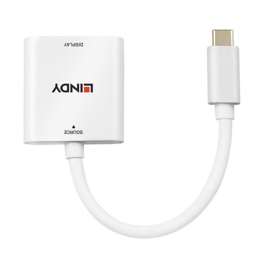 Adaptador USB-C para HDMI 4K 60Hz HDR 0,1m Branco Plug and Play Lindy 43339