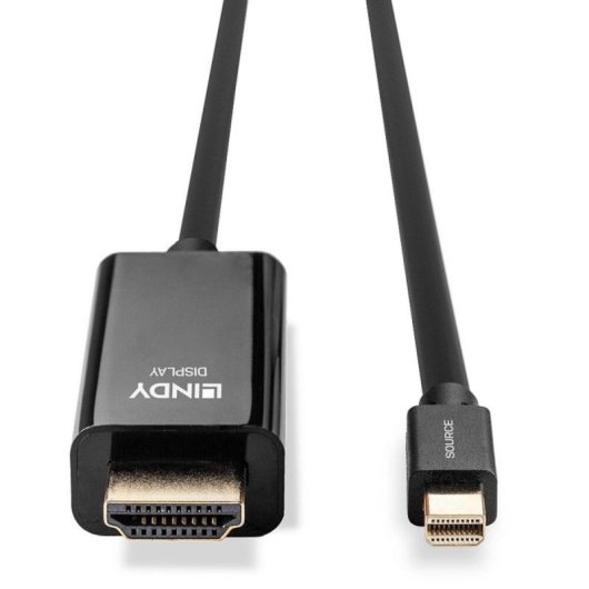 Cabo Mini DisplayPort Lindy 36928 3m HDMI Tipo A Macho Preto 4K 1080p