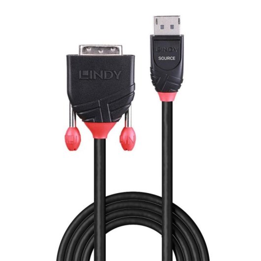 Kabel Lindy 41491 DisplayPort zu DVI-D 2 m Goldkontakt Rechtsgewinkelt Kabel