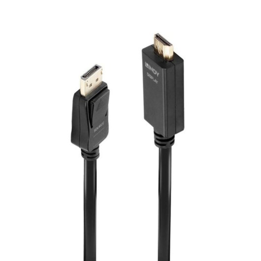 Cable DisplayPort Lindy 36922 2m DP a HDMI 4K 30Hz Macho-Macho Chapado en Oro Negro