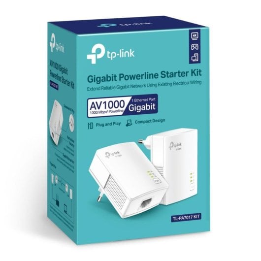 TP-Link TL-PA7017 Kit Adaptador Powerline 1000Mbps Tipo-F Plug and Play Set 2 Unidades