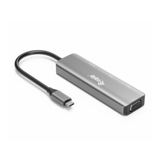 Adaptador USB-C Equip 133485 HDMI DisplayPort VGA USB 2.0 4K Aluminio Negro/Plata