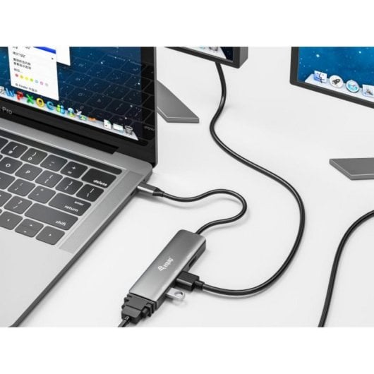 Adaptador USB-C Equip 133485 HDMI DisplayPort VGA USB 2.0 4K Aluminio Negro/Plata