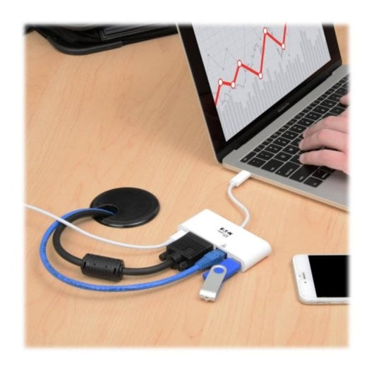 Adaptador Multipuerto USB-C Tripp Lite U444-06N-VGU-C VGA USB-A RJ45 PD 60W Blanco