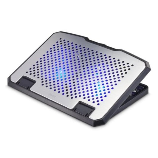 Soporte refrigerador portátil Hama Aluminium 15.6" 2 ventiladores, aluminio, LED azul