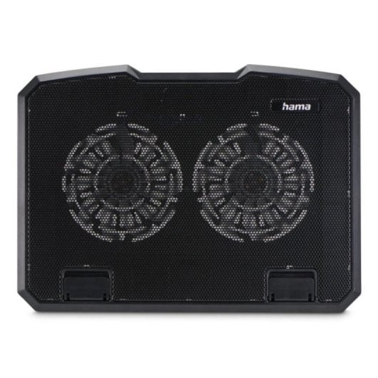 Soporte refrigerante portátil Hama Black Metal 2 ventiladores LED azul hasta 15,6" ajuste altura