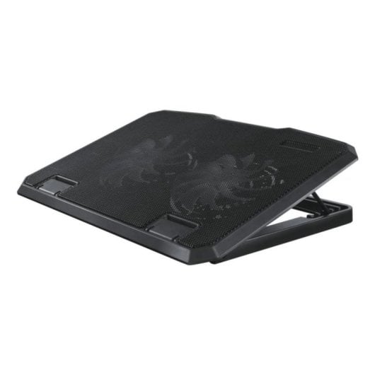 Soporte refrigerante portátil Hama Black Metal 2 ventiladores LED azul hasta 15,6" ajuste altura