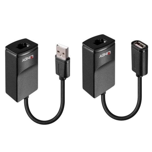 Transmissor e receptor de rede Lindy 43365 60 m 12 Mbit/s Cat5e Cat6 Preto Plástico