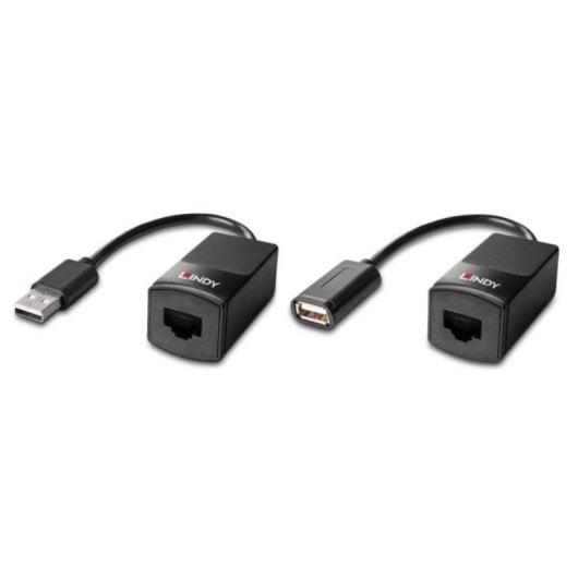 Transmissor e receptor de rede Lindy 43365 60 m 12 Mbit/s Cat5e Cat6 Preto Plástico