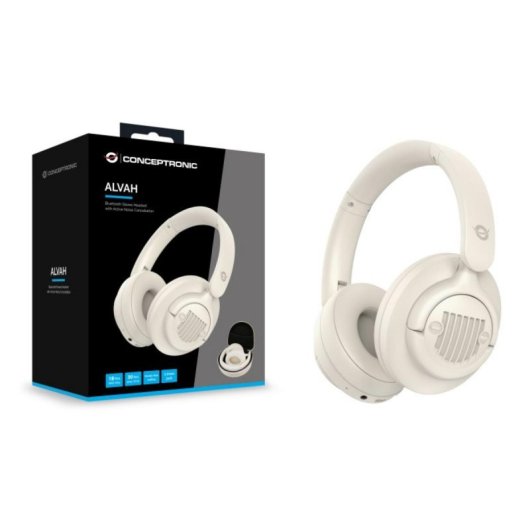 Auricular Conceptronic ALVAH02C Circumaural Crema Bluetooth 5.4 Cancelación Activa