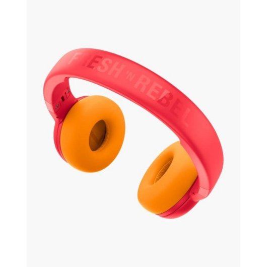 Auricular Fresh 'n Rebel Code Junior Wireless Bluetooth Supraaural Plegable Funny Fox Kids 48h Naranja Rojo