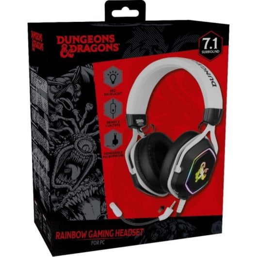 Konix 82381120335 Headset Gaming RGB USB com Microfone Extraível Preto/Branco