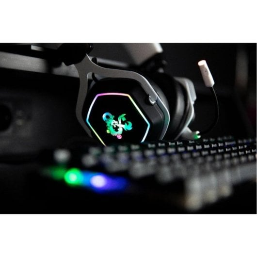 Konix 82381120335 Headset Gaming RGB USB com Microfone Extraível Preto/Branco