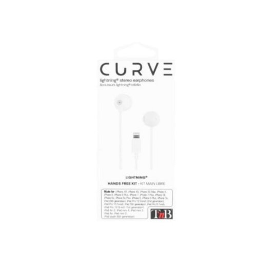 T'nB CURV Intra-Auriculares com Cabo Lightning 1,2m e Microfone Integrado Brancos