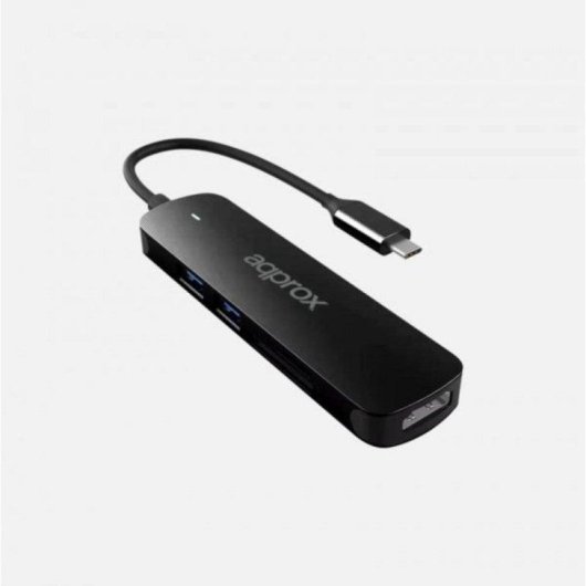 Hub USB Type-C Approx APPC45 5-em-1 HDMI 4K/30Hz 2x USB 3.0 Leitor SD/Micro SD Preto