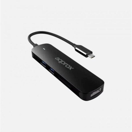 Hub USB Type-C Approx APPC45 5-em-1 HDMI 4K/30Hz 2x USB 3.0 Leitor SD/Micro SD Preto