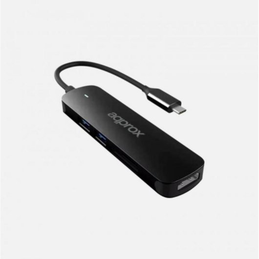 Hub USB Type-C Approx APPC45 5-em-1 HDMI 4K/30Hz 2x USB 3.0 Leitor SD/Micro SD Preto