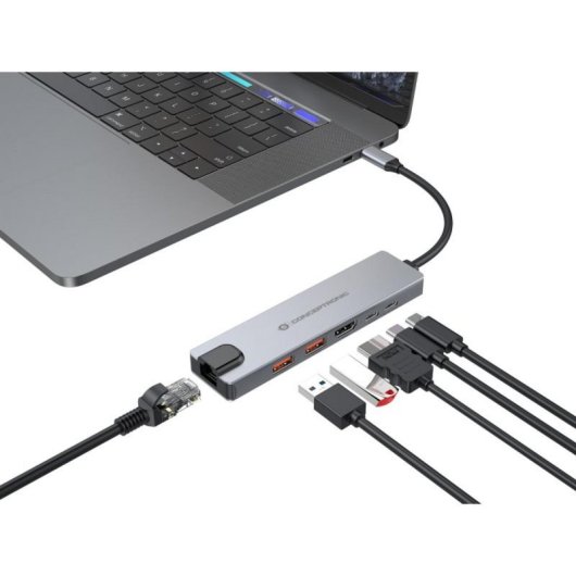 Hub Conceptronic DONN29G USB 3.2 Gen 2 Type-C 140W Grigio