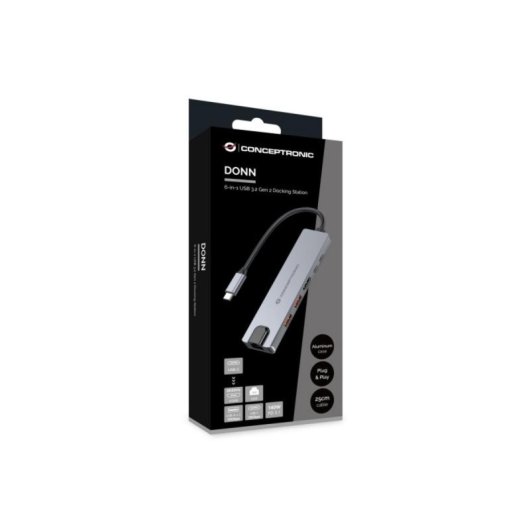 Hub Conceptronic DONN29G USB 3.2 Gen 2 Type-C 140W Grigio