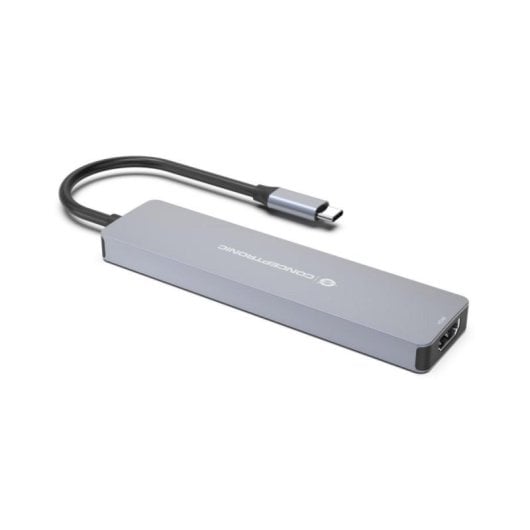 Hub USB Conceptronic DONN28G Gris 5 Gbit/s 100W 4K Ultra HD Type-C/2xUSB-A/3xUSB-C/HDMI/Lector SD/MicroSD