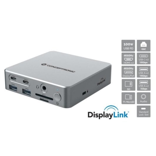 Docking Conceptronic DONN25G USB 3.2 Gen 2 Type-C 100W HDMI 4K Plata