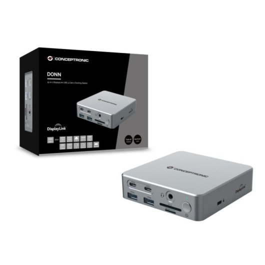 Docking Conceptronic DONN25G USB 3.2 Gen 2 Type-C 100W HDMI 4K Plata
