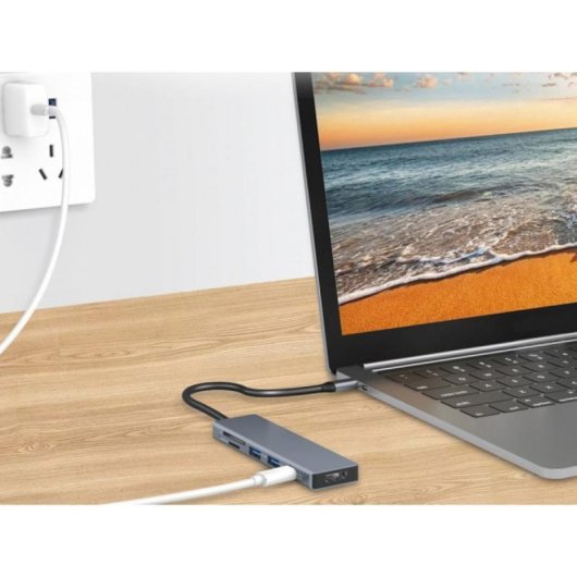 Hub USB-C Conceptronic DONN23G 4K Ultra HD Gris 2x USB-A HDMI Lector SD/TF 100W Power Delivery