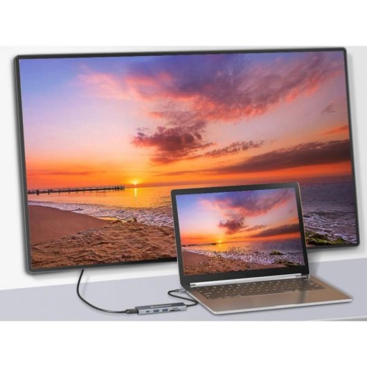 Hub USB-C Conceptronic DONN23G 4K Ultra HD Gris 2x USB-A HDMI Lector SD/TF 100W Power Delivery