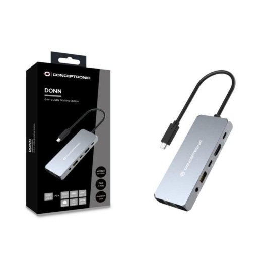 Dock USB-C Conceptronic DONN22G HDMI 2.1 100W Ethernet 2.5Gbps Gris