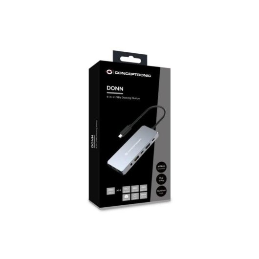 Dock USB-C Conceptronic DONN22G HDMI 2.1 100W Ethernet 2.5Gbps Gris