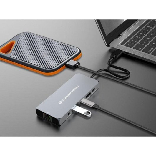 Dock USB-C Conceptronic DONN22G HDMI 2.1 100W Ethernet 2.5Gbps Gris