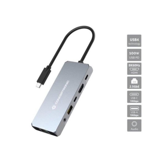 Dock USB-C Conceptronic DONN22G HDMI 2.1 100W Ethernet 2.5Gbps Gris
