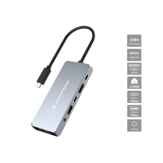 Dock Conceptronic DONN22G USB 3.2 Gen 2 Type-C 100W Cinzento Dock Conceptronic DONN22G USB 3.2 Gen 2 Type-C 100W Cinzento