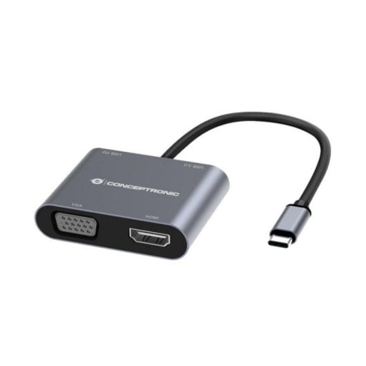 Adattatore Conceptronic DONN16G USB 3.2 Gen 1 Type-C 100W 4K Ultra HD Grigio