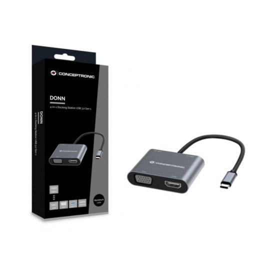 Adattatore Conceptronic DONN16G USB 3.2 Gen 1 Type-C 100W 4K Ultra HD Grigio
