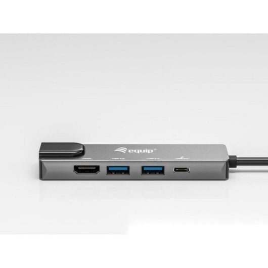 Adaptador USB-C Equip 133489 5 en 1 4K HDMI 2xUSB-A Ethernet Gigabit PD100W Aluminio Gris