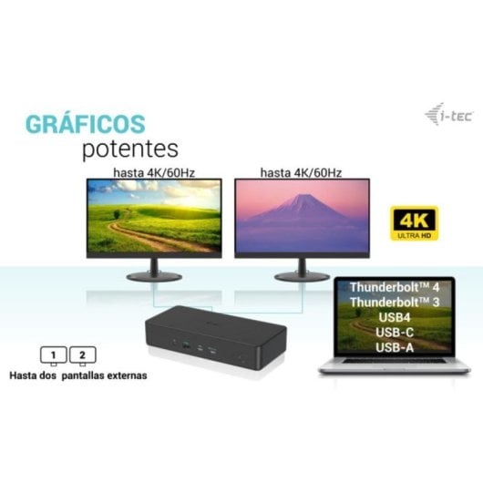 I-Tec Dual 4K Docking Station Base de Conexão USB 3.0/USB-C/Thunderbolt 3 Dual 4K 100W 2xDP 2xHDMI PD Gen2