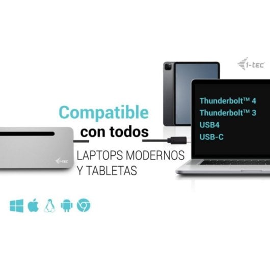 I-Tec Metal Ergonomic USB-C Dock 3x 4K Display, 100W Power Delivery, Leitor SD Prateado