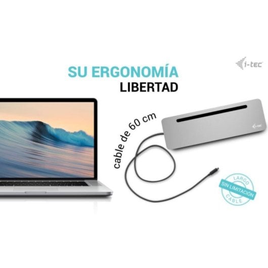 I-Tec Metal Ergonomic USB-C Dock 3x 4K Display, 100W Power Delivery, Leitor SD Prateado