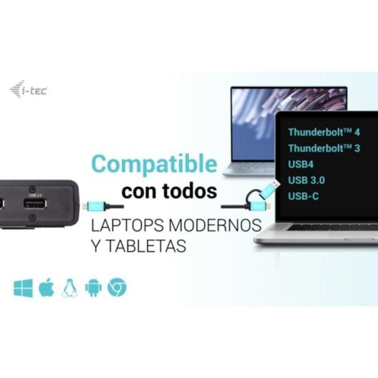 I-Tec Dual Display DisplayLink DL3900 Estação de Acoplamento USB-C/USB-A/Thunderbolt 2xHDMI 100W