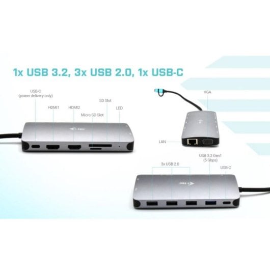 I-Tec Metal Nano Dock Estação de Acoplamento 3x Display Power Delivery 100W Prateada