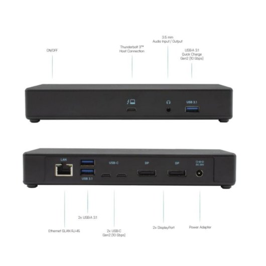 Docking Station i-tec Thunderbolt 3 USB-C Dual DisplayPort 8K PD 85W Negro Alámbrico