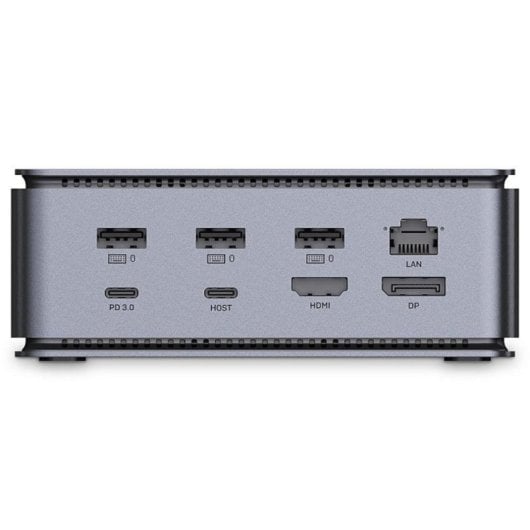 Lindy 43372 Docking Station USB4 com HDMI 2.1, DP1.4, LAN, PowerShare 100W e Leitor SD Alumínio