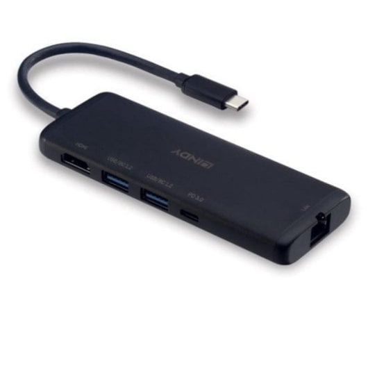 Lindy 43358 Hub USB 3.2 Gen 1 Type-C Noir avec Alimentation USB jusqu'à 100 W