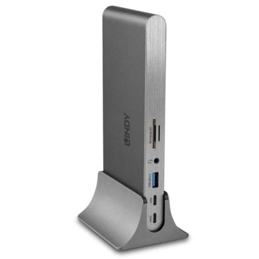 Dock Station Lindy 43349 USB-C 100W HDMI 2xDisplayPort SD MicroSD Ethernet Aluminio Plata