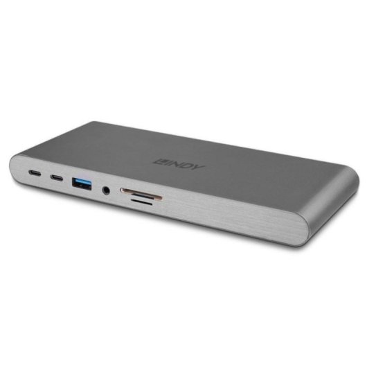 Dock Station Lindy 43349 USB-C 100W HDMI 2xDisplayPort SD MicroSD Ethernet Aluminio Plata